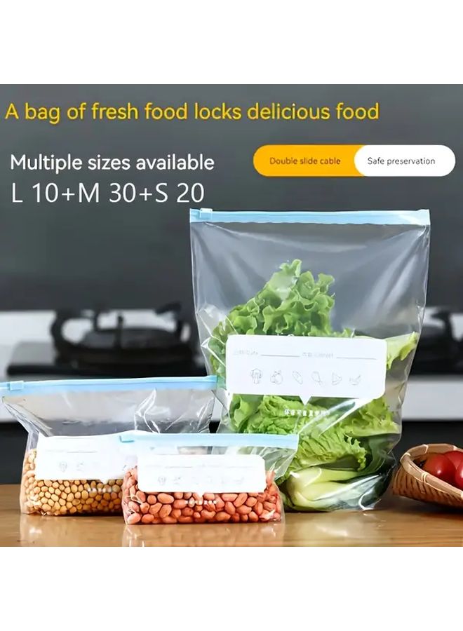 60pcs Heavy Duty Freezer Zipper Food Storage Bags Set Large Medium Small Airtight - Image 4